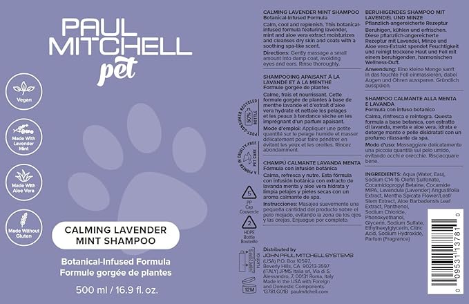 Calming Lavender Mint Shampoo, Botanical-Infused Dog Shampoo, 16.9 fl. Oz