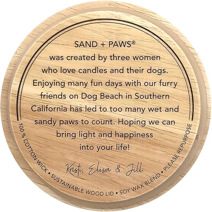 Sand + Paws Scented Candle - Fresh Jasmine - Additional Scents and Sizes –Luxurious Air Freshening Jar Candles Neutralize pet Odors and Enhance Home décor – 100% Cotton Lead-Free Wicks - 12 oz
