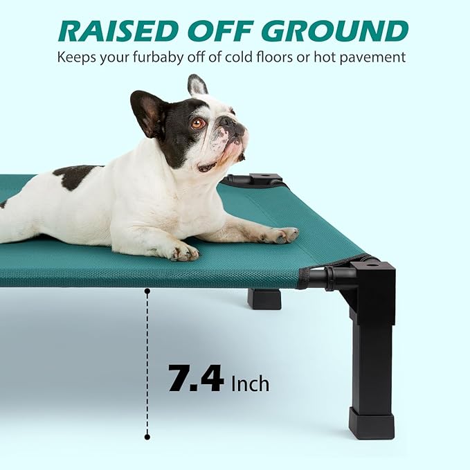 Cooling Elevated Dog Bed, Raised Dog Bed with Washable Breathable Mesh and Metal Frame, Portable Dog Cot Bed with No-Slip Feet for Outdoor and Indoor Use