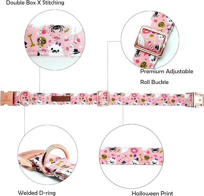 Lionheart glory Dog Collar Fall Halloween Pumpkin Collars Dog Heavy Comfortable Adjustable Pink Dog Collar for X-Small Puppy Collar Dogs Girls Boys Dog Collar Pet Gift