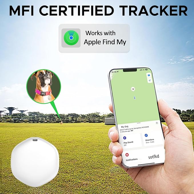 GPS Tracker for Dogs, Mini GPS Cat Tracker, Dog Tracking tag with Holder, No Monthly Fee,Work with Apple Find My(iOS Only),Dog Tracking Device,Anti-Lost,Finder Tag for Vehicles/Pets/Kids/Items (YPink)
