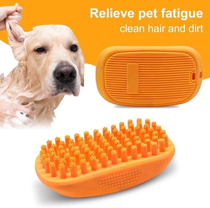 Pet Bath Brush Massage Brush Silicone Comb Dog Cat Massage Curry Brush Grooming Shower Brush for Shampooing Dogs Cats Small Animals with Short Long Hair Soft Rubber Bristles Washing