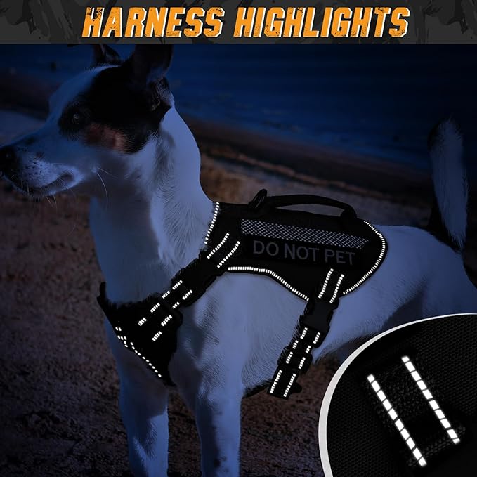 Tactical Dog Harness for XSmall Dogs, Breathable Mesh Dog Vest Tactical Puppy Harness with Handle, Reflective Military Dog Vests Harness for Outdoor Training Walking