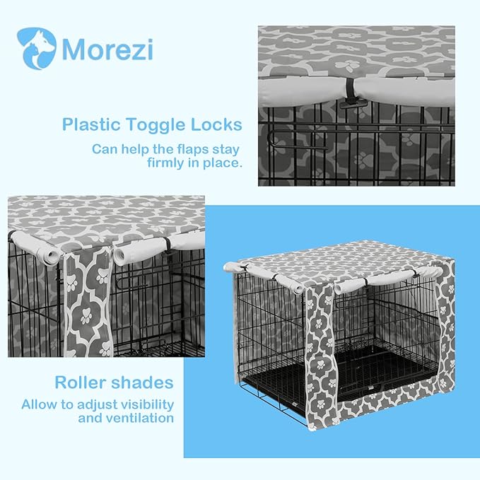 Dog Crate Cover for Wire Crates, Heavy Nylon Durable Waterproof Windproof Pet Kennel Cover Indoor Outdoor Protection - Cover only - GrayPaw - Xlarge, 42-Inch