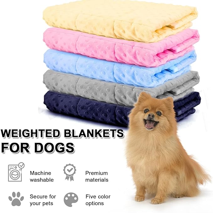LaSyL Weighted Blanket for Pets | Thunder Blanket for Dogs Anxiety | Premium Soft Minky | Relaxation & Calming & Anti Anxiety | Used in Car, Bed, Couch | Dark Blue, Washable Large 40" L x 47" W