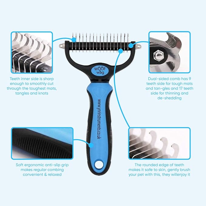 YNR Pet Cat Dog Horses Hair Fur Shedding Trimmer Grooming Dematting Rake Deshedding Comb Brush Tool Kit