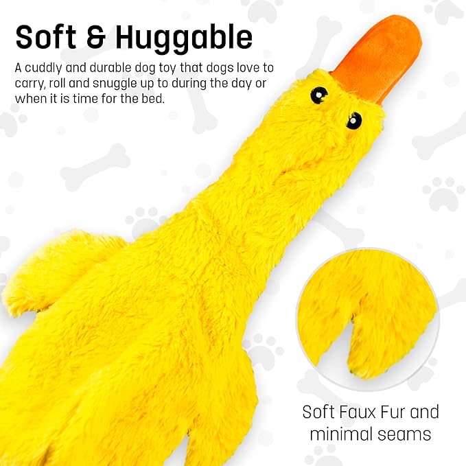 FGA MARKETPLACE Pink Rabbit- Duck Flat NO Stuffing NO Squeak Plush Dog Toy, Funny Style Will Entertain Your Dog for Hours, Recommended for Small and Medium Dog 21 INCH Long