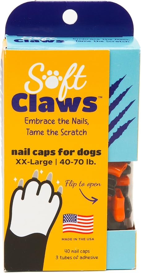 Soft Claws Canine Pet Halloween Colors Nail Cap Kit, XX-Large, 40-Pack, Black and Orange