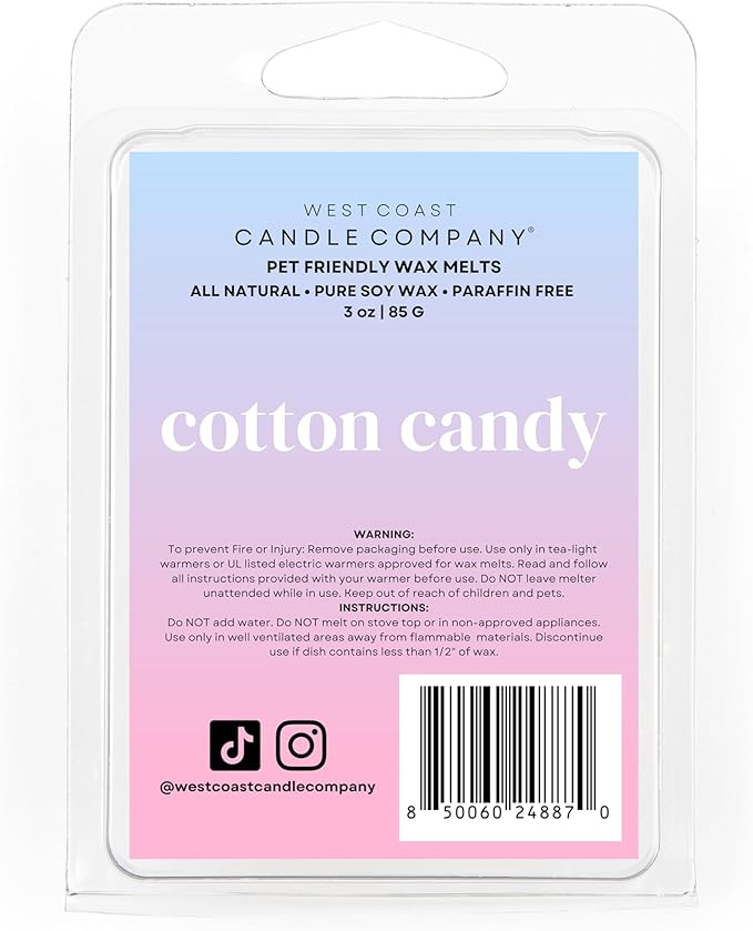 Pet Friendly Wax Melts | Pet Safe Wax Melts | All Natural Dog Safe Wax Melts | Non-Toxic Wax Melts | Pet Odor Eliminator | Pure Soy Wax Melts | Veterinarian Approved (Cotton Candy)