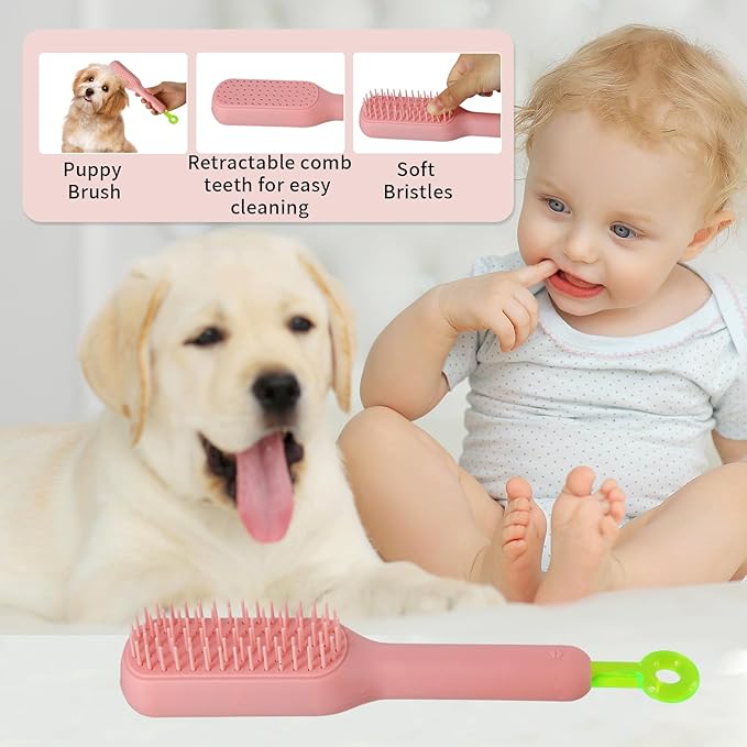 3 Pieces Retractable Puppy Brush, Puppy Brush for Small Dogs, Easily Tangle Tangled Hair, Gentle Hair Removal, Suitable for Yorkshire Terrier, Shih Tzu, Maltese, Teddy Dog, Etc.