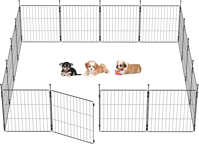 FXW MiniPaws Dog Playpen for Yard & RV Camping, Expandable 24-inch 16 Panels for Puppies and Small Dogs, Portable for Indoor and Outdoor Use