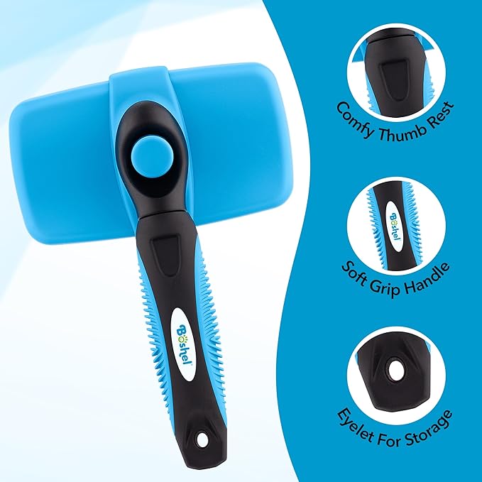 Boshel Self Cleaning Grooming Brush for Dogs, Cats & Pets - Slicker Brush for Long & Short Hair, Doodles, Poodles, Large & Small Breeds