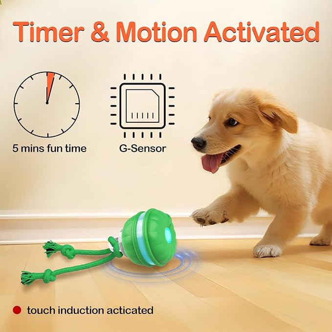 Interactive Dog Toys Rolling Ball for Puppy/Small Dogs,Peppy Pet Ball for Dogs,Motion Activate,Automatic Moving Dog Toy,USB Rechargeable