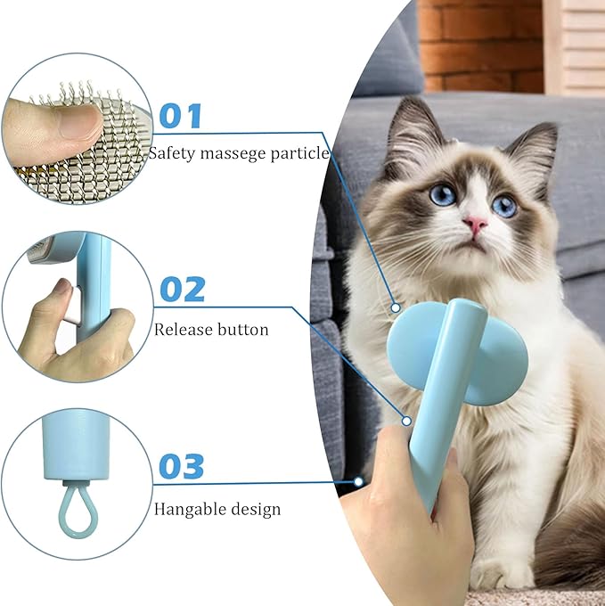 Self Cleaning Slicker Brush for Dogs & Cats - Easily Removes Tangles & Loose Undercoat