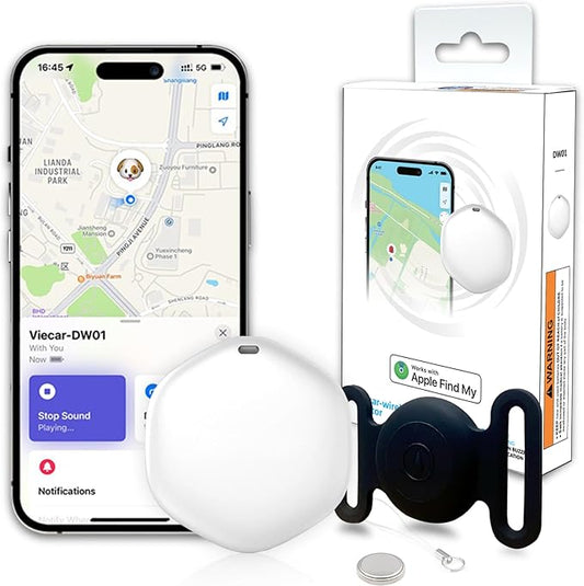 GPS Tracker for Dogs, Mini GPS Cat Tracker, Dog Tracking tag with Holder, No Monthly Fee,Work with Apple Find My(iOS Only),Dog Tracking Device,Anti-Lost,Finder Tag for Vehicles/Pets/Kids/Items (Black)