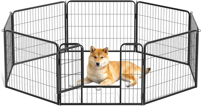MoNiBloom Dog Playpen Outdoor, 24" Height 8 Panels Heavy Duty Metal Dogs Pen for Small Animals Pet Exercise Pen for RV Camping Yard