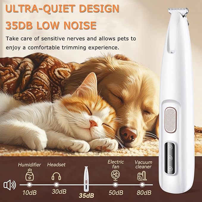 1PC Dog Paw Trimmer with LED Light,35dB Low Noise Precision Pet Paw Trimmer for Dogs Cats Grooming Clippers,Safety Electric Paw Hair Trimmer for Paws,Ears,Rump,Face,Eyes