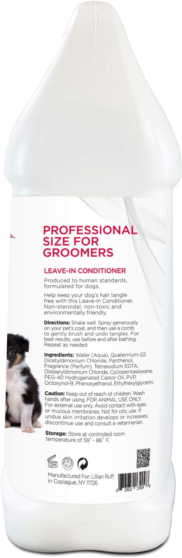 Lillian Ruff Leave-In Dog Conditioner & Detangler Spray - pH Balanced After-Bath No Rinse Hydrating Dog Conditioning Spray - Silky Shine Spray For Dry Skin Itch Relief, Detangling & Dematting (Gallon)