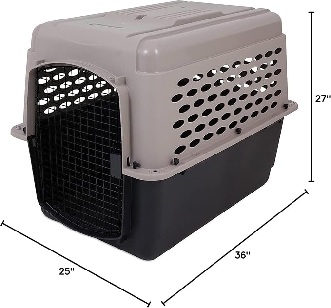 Petmate Vari Dog Kennel 36" and Petmate Double Diner Kennel Bowl, Gray, Small