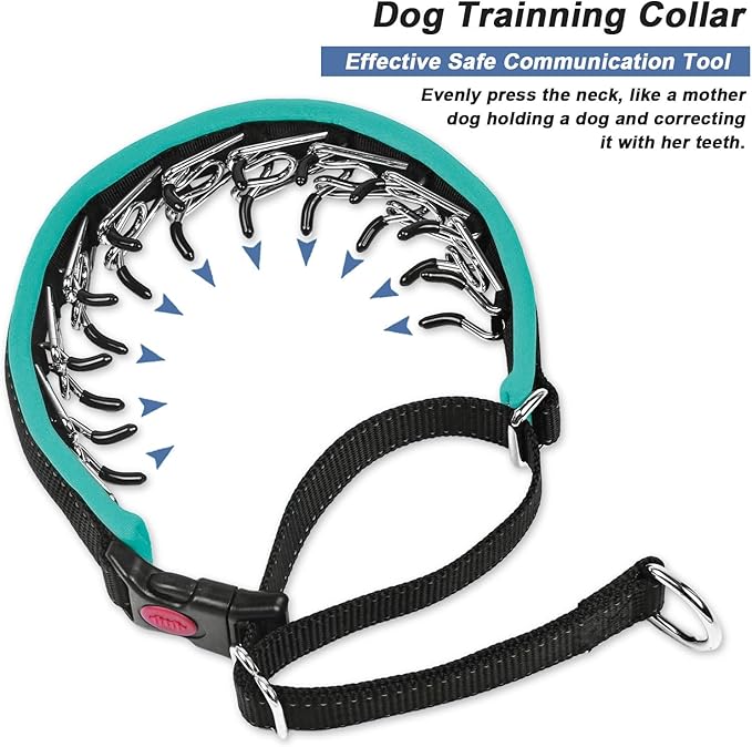 Martingale Collar for Dogs, Heavy Duty Nylon No Pull Dog Collar with Buckle, Adjustable Anti Pull Collar Reflective Slip Collar for Large Medium Small Dog Training Walking L Green