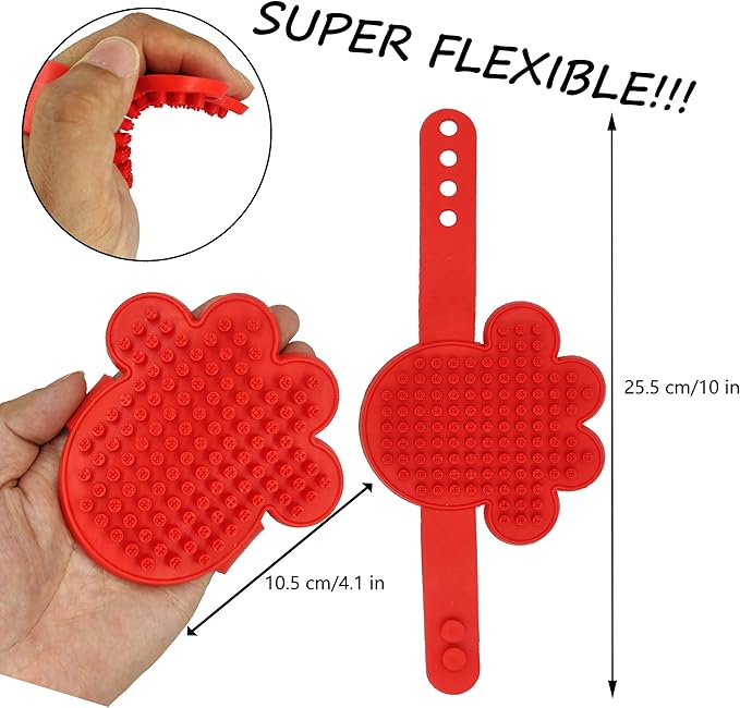 KIRTI PET Grooming Massage Brush for Dogs Cats, Shampoo Bathing Combing and Deshedding Silicone Brush, Soft Rubber Soothing Slicker Bristles with Adjustable Strap B105