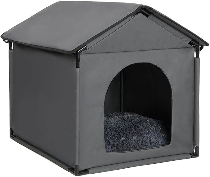 Mini Dog House Soft Indoor with Internal Size 16x14x12in for Chihuahuas, Common-Sized Cat House, Mini Pet House with Soft Cushion, Oxford Fabric, 18x16x18in, Gray
