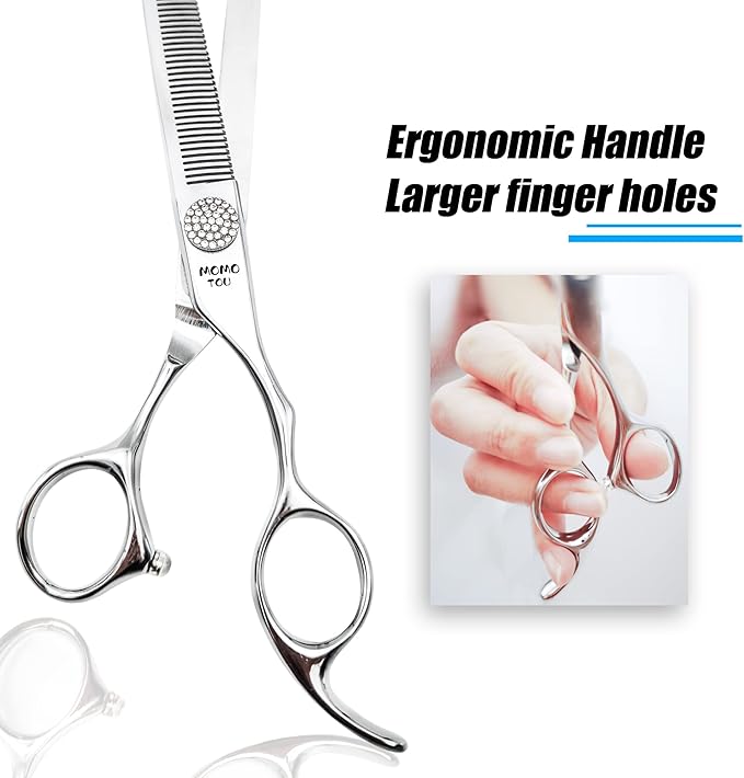 Polished Dog Grooming Scissors Set with Simulation Diamond 440C Stainless Steel Thinner Curved Straight Chunker Shears with Comb 7''