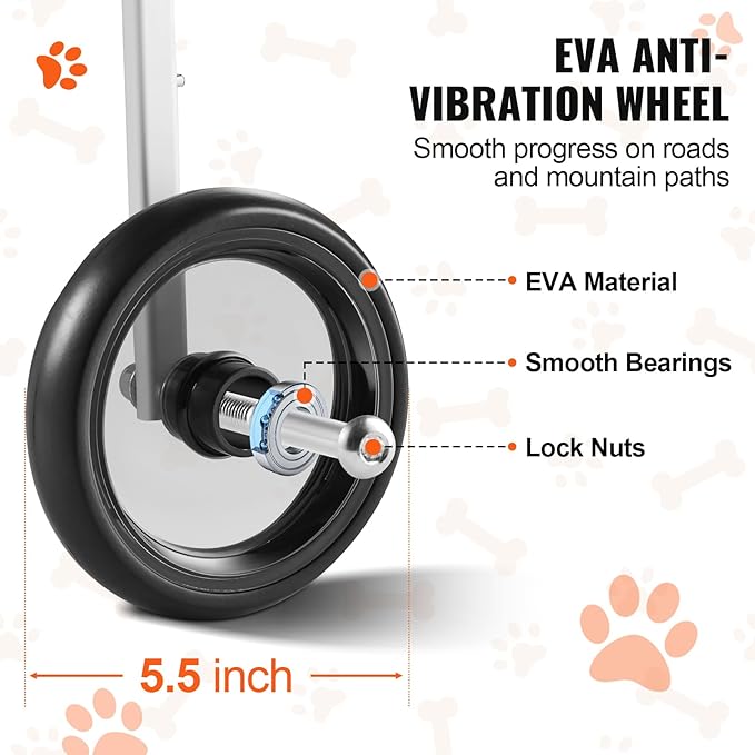 VEVOR 2 Wheels Dog Wheelchair for Back Legs, Pet Wheelchair Lightweight & Adjustable Assisting in Healing, Dog Cart/Wheelchair for Injured, Disabled, Paralysis, Hind Limb Weak Pet (X-Small)