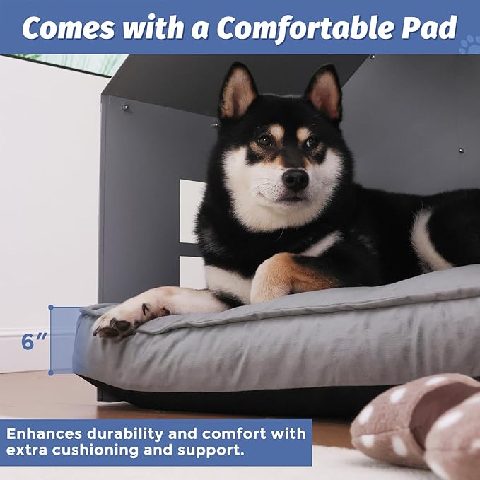 Modern Metal Dog House with Plush Cushion – Open Design Dog Bed, Cozy Pet Cave for Dogs & Cats, Stylish Indoor Pet Furniture