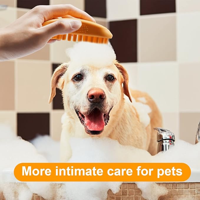 Pet Bath Brush Massage Brush Silicone Comb Dog Cat Massage Curry Brush Grooming Shower Brush for Shampooing Dogs Cats Small Animals with Short Long Hair Soft Rubber Bristles Washing