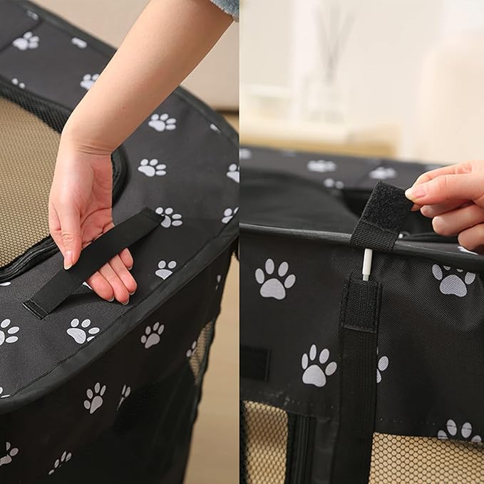 Foldable Pet Playpen, Puppy Play Pen for Indoors Foldable Indoor Enclosure with Carry Bag (Large, Purple)