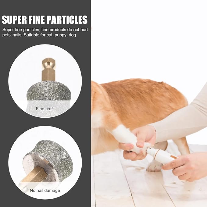 Tvoip 3 Pack Dog Nail Grinder Regular, Extra Hard Super Soft Replacement Head Small Large Dogs Premium Quality Diamond Tip Drill Bit Professional Dog Nail Trimmers Grooming Kit