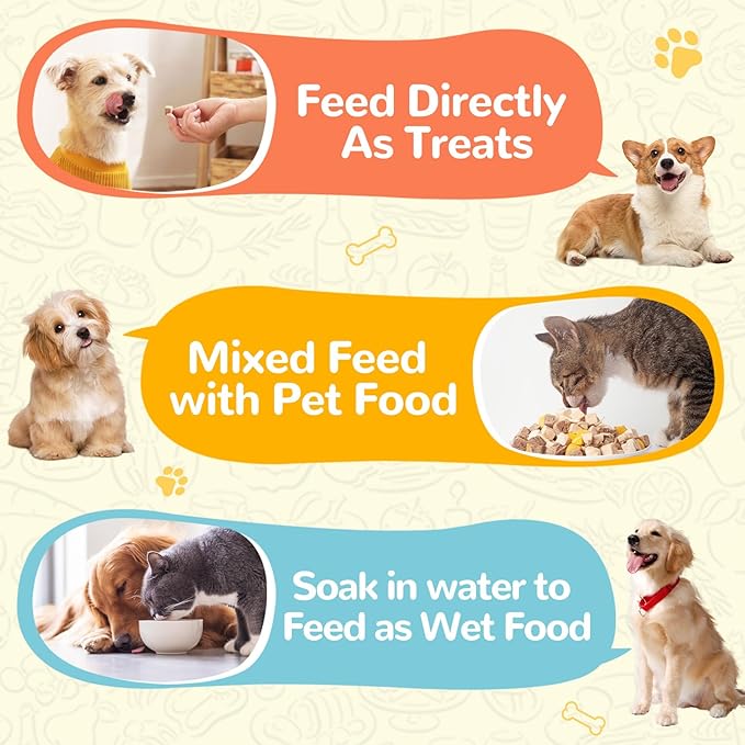 Freeze Dried Salmon Cat Treats, Dog Single Ingredient Raw Food Topper, Healthy Training Treats for Dogs, Cats, 3.8 oz