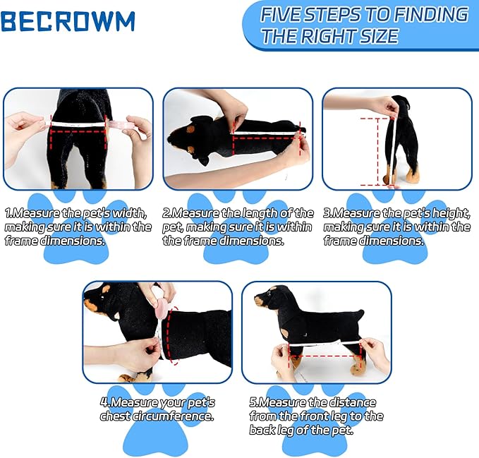 Dog Wheelchair for Back Legs Adjustable Dog Wheelchairs with 2 Wheels Pet Doggy Wheelchairs with Disabled Hind Legs Walking-Dog Leg Brace and Hip Support, Light Weight