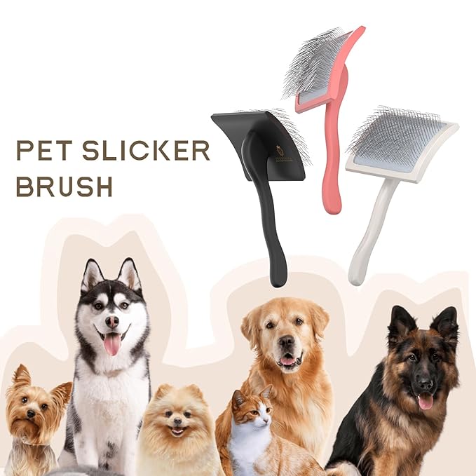 Slicker Brush for Dogs, for Golden Doodles with Long Hair, for Large Pet Dogs, Grooming Pet Hair - red(Large)