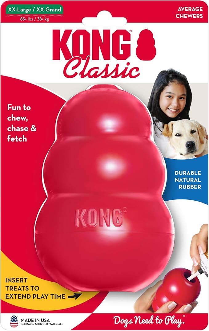 KONG Classic Stuffable Dog Toy - Fetch & Chew Toy for Dogs - Treat-Filling Capabilities & Erratic Bounce for Extended Play Time - Durable Natural Rubber Material - for XX-Large Dogs