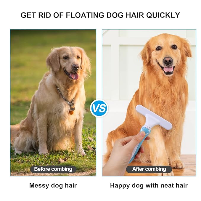 Pet Grooming Brush - Undercoat Rake for Dogs, Cats, Dematting Deshedding Brush Comb - Ideal for Thick, Long Hair, Matted Pets - Professional Shedding Tool - Blue