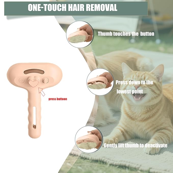 3 - in - 1 Pet Steam Brush for Cats & Dogs - Suitable for All Hair Types! One - Click Spray; Comfortable Massage; Superior Deshedding & Skin Care; Quiet Operation at ≤36dB (Pink)