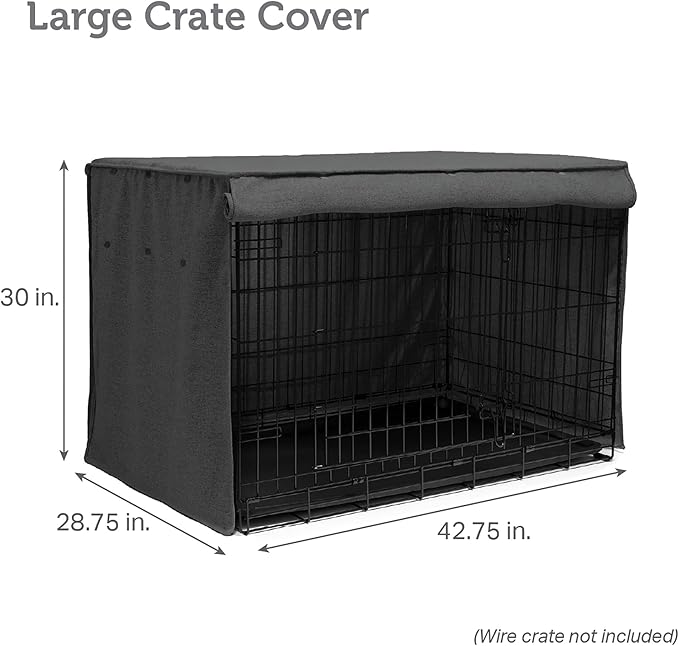 Friends Forever Metal Dog Crate Cover 42 inch, Wire Dog Kennel Cover w/Light Blocking Protective Curtain, Dog Cage Cover w/Roller Shades, Machine Washable, Trucker Black