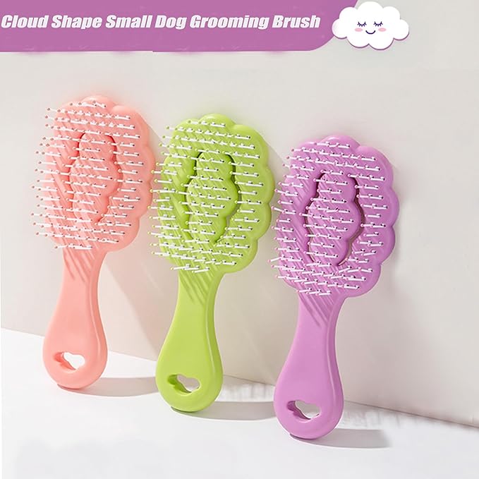 Small Dog Grooming Brush,Cloud Shape Puppy Brush Detangling Dog Hair Brushes for Wet or Dry - Perfect for Shih Tzus, Yorkies, Maltipoos - Ideal Puppy Hair Brushes for Maltese and Small Breeds (Pink)