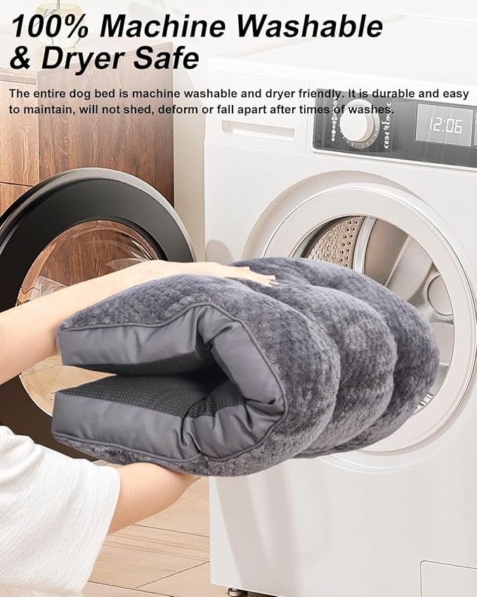 Dog Bed, Washable Cozy Plush Dog Crate Beds, Soft Comfy Kennel Pad Anti Slip Pet Sleeping Mat for Large, Jumbo, Medium, Small Dogs Breeds (41.0 L x 27.0 W x 1.5 Th Inches, Dark Grey)