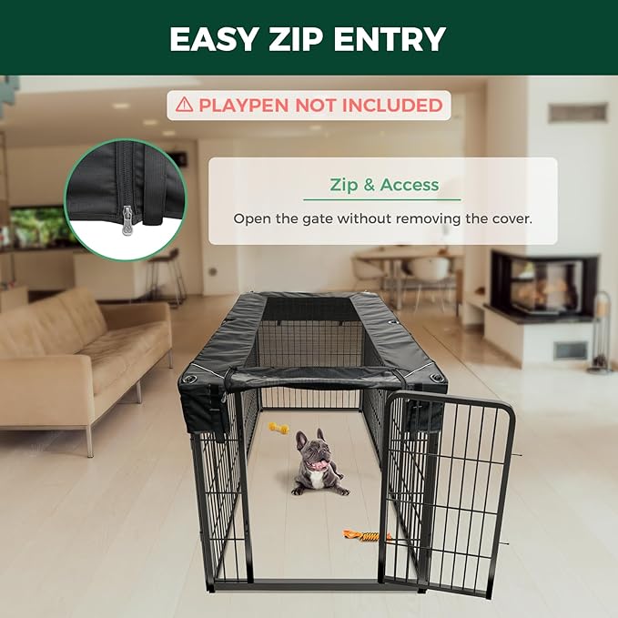FXW Mesh Top Cover Specialized for FXW Dog Playpen (Not Suitable for Other Brands), Fits for FXW 32"/40"/45" H 6 Panels Homeplus/Rollick/Instant Dog Playpen│Patent Pending (Playpen not Included)