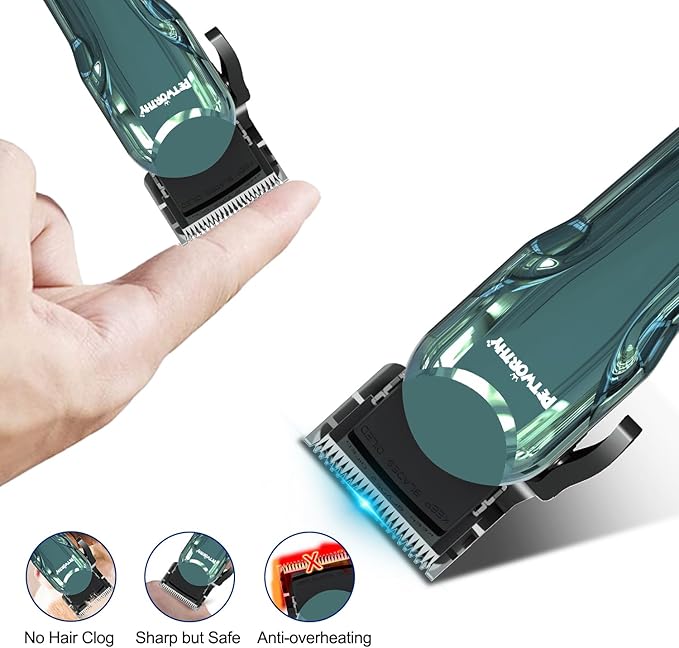 Quiet Dog Grooming Kit - 2000mAh Dog Clippers for Grooming Dog Grooming Clippers for Heavy Thick Hair Coats Waterproof Rechargeable Cordless Clippers Safe and Easy to Clean Home Pet Grooming