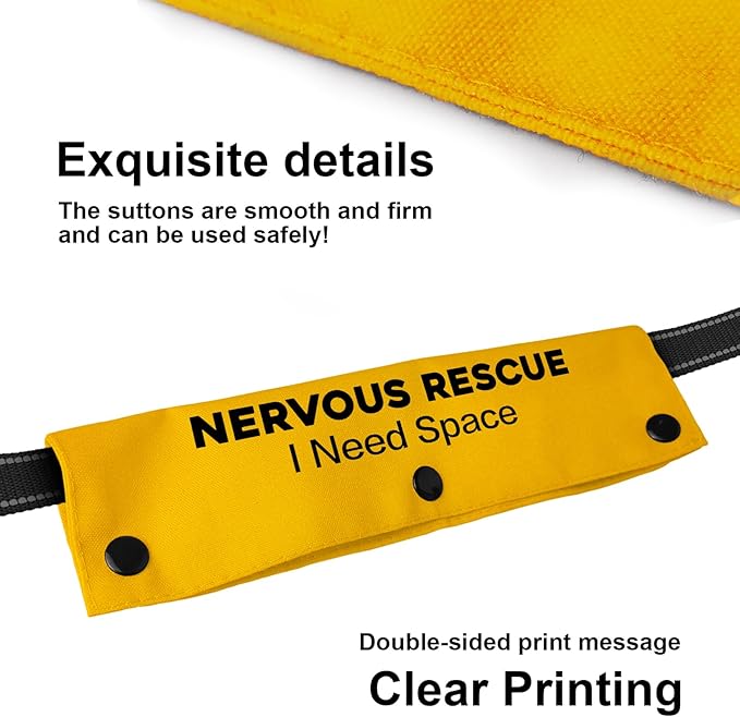 YROVWENQ Nervous Rescue Sleeve - Yellow Funny Dog Leash Wrap for Dogs with I Need Space Nervous Rescue Warning