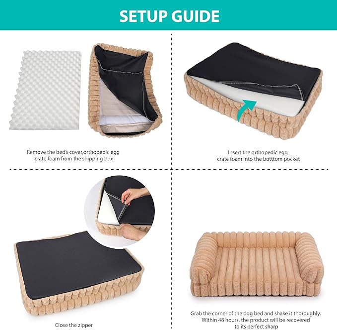 Thick Orthopedic Cat Sofa, Waterproof Supportive Foam Small Dog Sofa Bed with Washable Cover, Faux Fur Comfy Bolster Couch Pet Beds with Nonskid Bottom (Grey, 24"x18")