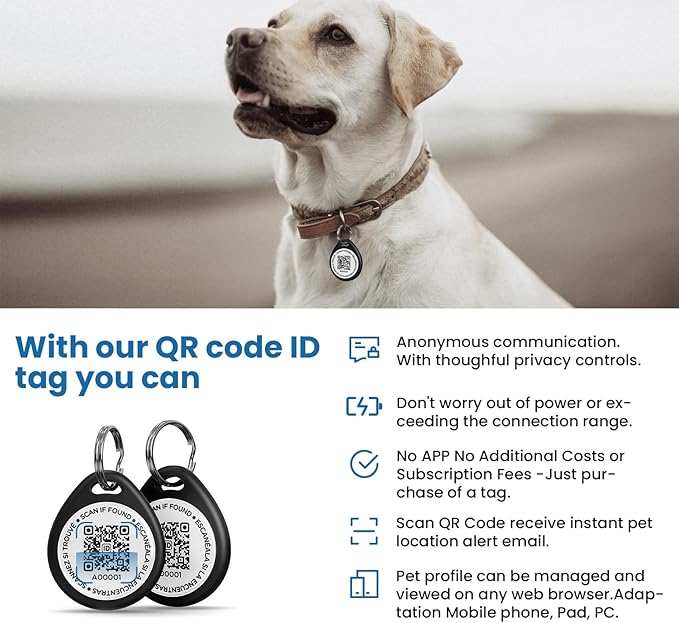3 Pack Dog Tags Personalized, QR Code Pet ID Tags for Dog Collar, Online Profile, Scan Location Alerts, Black,Pink,Red