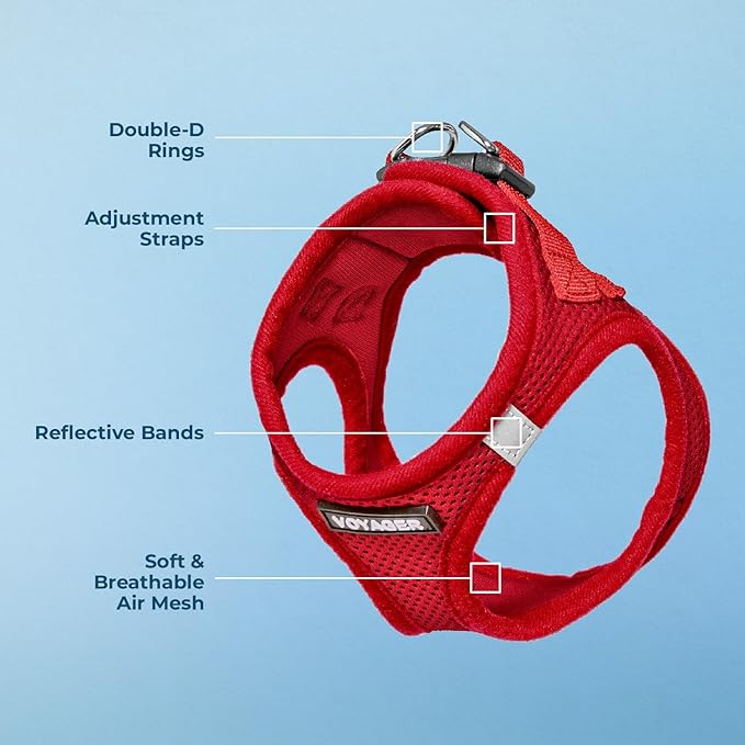 Voyager Step-in Air Dog Harness - All Weather Mesh, Reflective, No Pull Harness for Small, Medium Dogs, Cats - Secure with Hook & Loop Fastener, Buckle, Double D-Rings - Red, XS