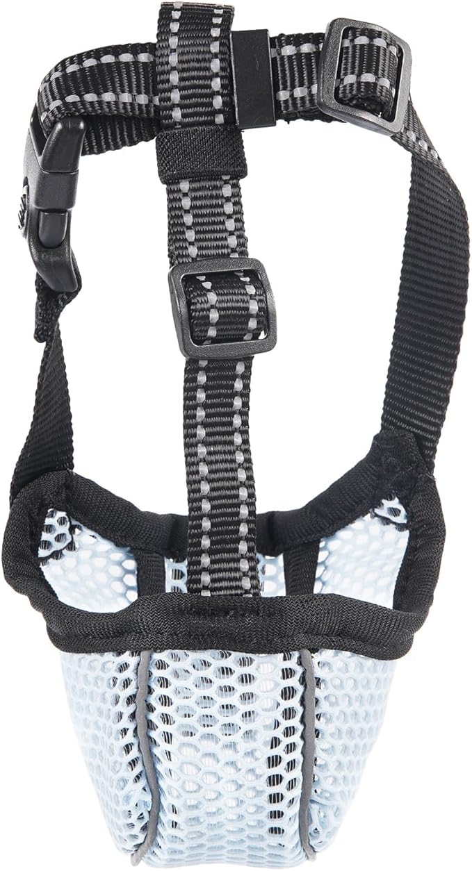 Large Dog Muzzle, Muzzle for Large Dogs to Prevent Eating/Chewing/Biting, Breathable Reflective Adjustable Medium Dog Accessories Dog Muzzle (Blue, L)