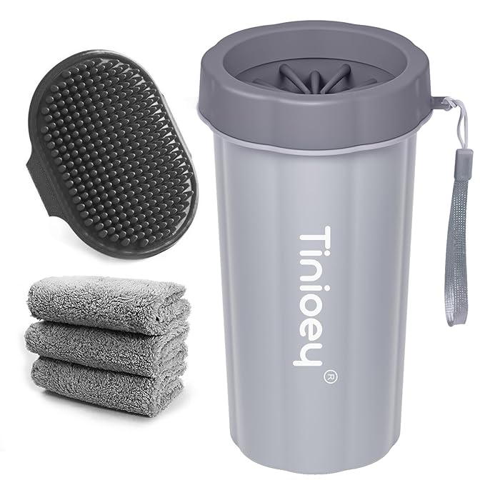 Dog Paw Cleaner for Large Dogs (with 3 Towels & Dog Bath Brush), Dog Paw Washer, Muddy Paw Cleaner, Pet Foot Cleaner