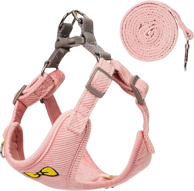 No Pull Dog Harness with Leash Pet Soft Vest Harness and Leash Set Dog Cat No Choke Escape Proof Harness Reflective Step in Harness for Small Medium Dogs Cats (Pink, Large)